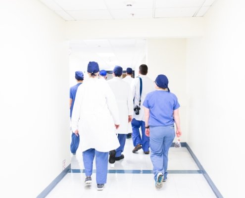 surgeons walking down hall