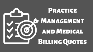 Illustration of a bullseye on a clipboard that says Practice Management and Medical Billing Quotes