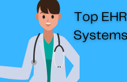 Illustration of a woman doctor that says Top EHR Systems
