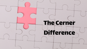 Illustration of a grey puzzle with one pink puzzle piece that says The Cerner Difference