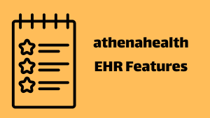 An illustration of a clipboard that says athenahealth EHR features