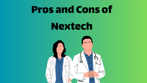 Pros and cons of nextech illustration with two doctors