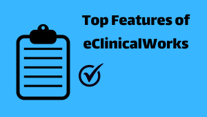 Illustration of clipboard list for top features of eClinicalWorks