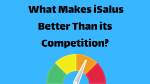 An illustration of a meter that is meant to illustrate what makes iSalus better than its competition.