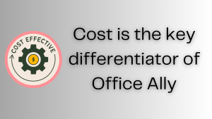 Illustration of a cost effective sign that says cost is the key differentiator of Office Ally