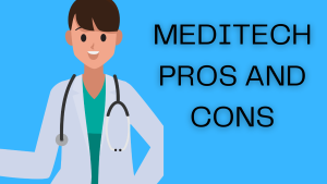 illustration of a nurse that says Meditech pros and cons