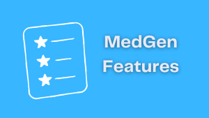 Illustration of a check list that says MedGen Features